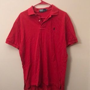 Red polo collar shirt